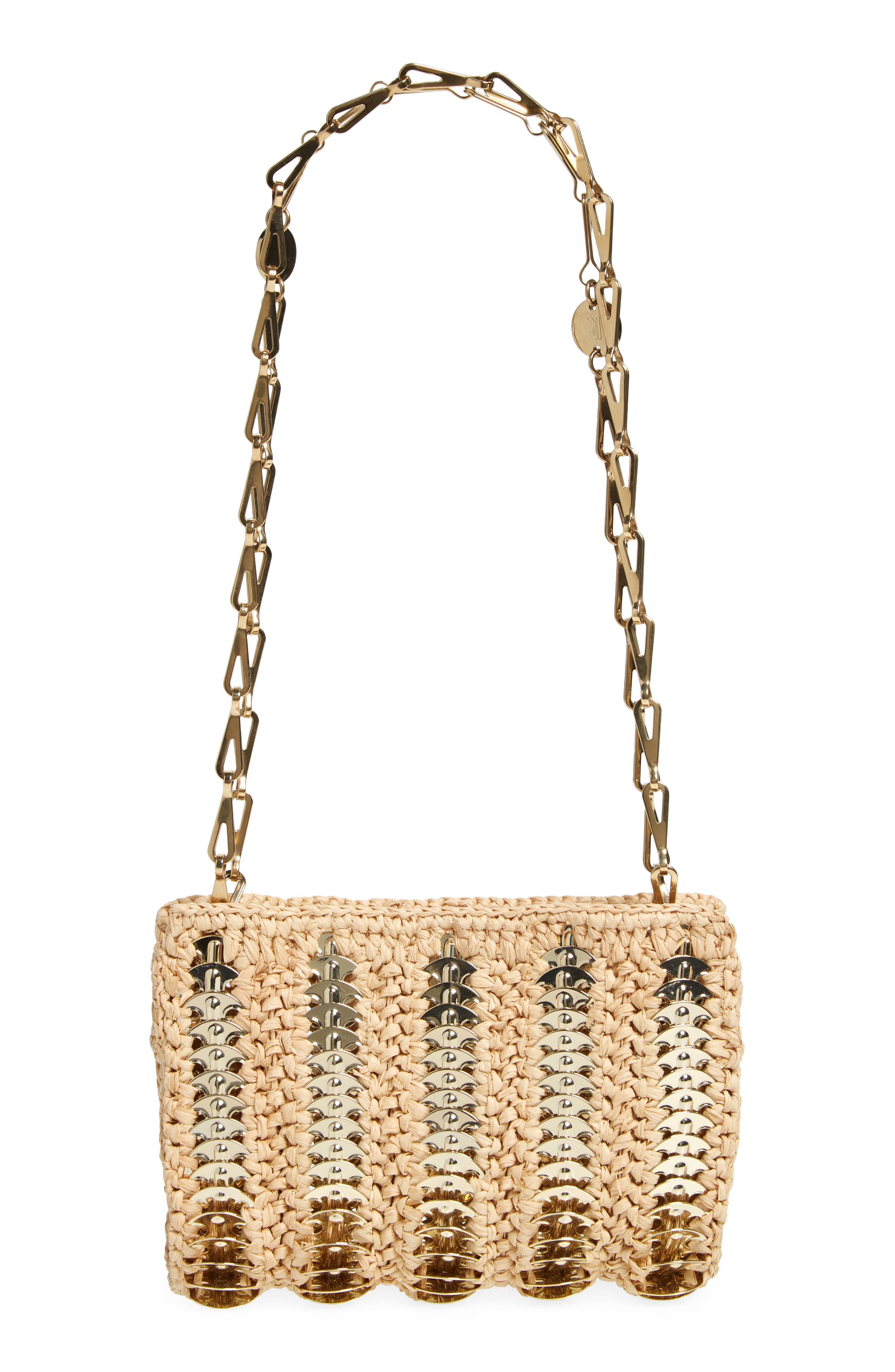 Rabanne Small 1969 Raffia Shoulder Bag, Main, color, 