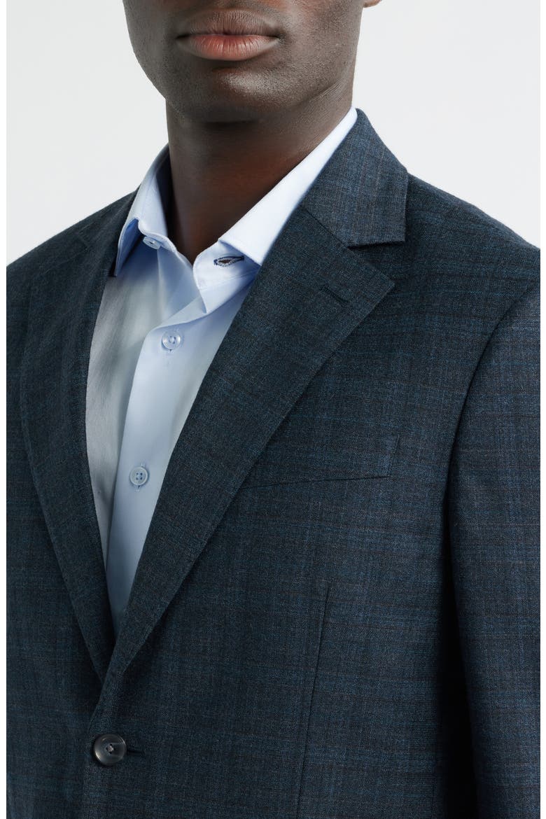 Dark Teal Plaid Virgin Wool Sport Coat, Alternate, color, TEAL PLAID HORIZON