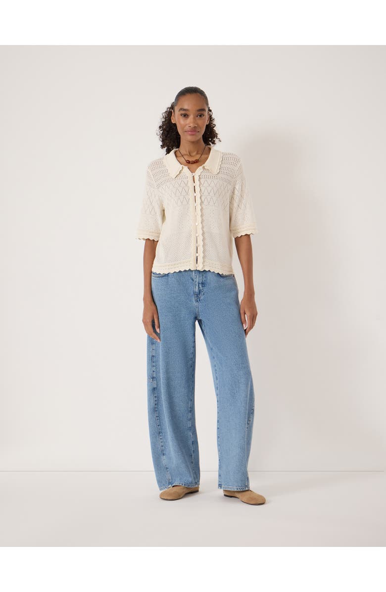 Hush Pointelle Cotton Cardigan, Alternate, color, Stone White