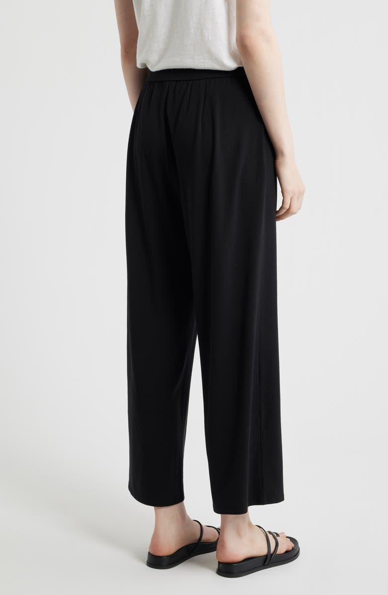 Eileen Fisher Jersey Ankle Wide Leg Pants, Alternate, color, Black