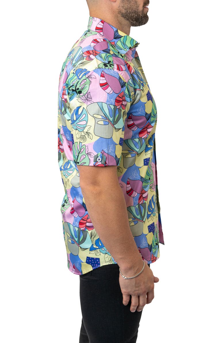 Maceoo Galileo Sidney Multi Contemporary Fit Short Sleeve Button-Up Shirt, Alternate, color, 