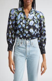 Alice + Olivia Cora Floral Voluminous Sleeve Shirt