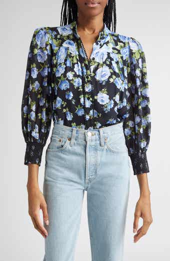 Alice + Olivia Cora Floral Voluminous Sleeve Shirt