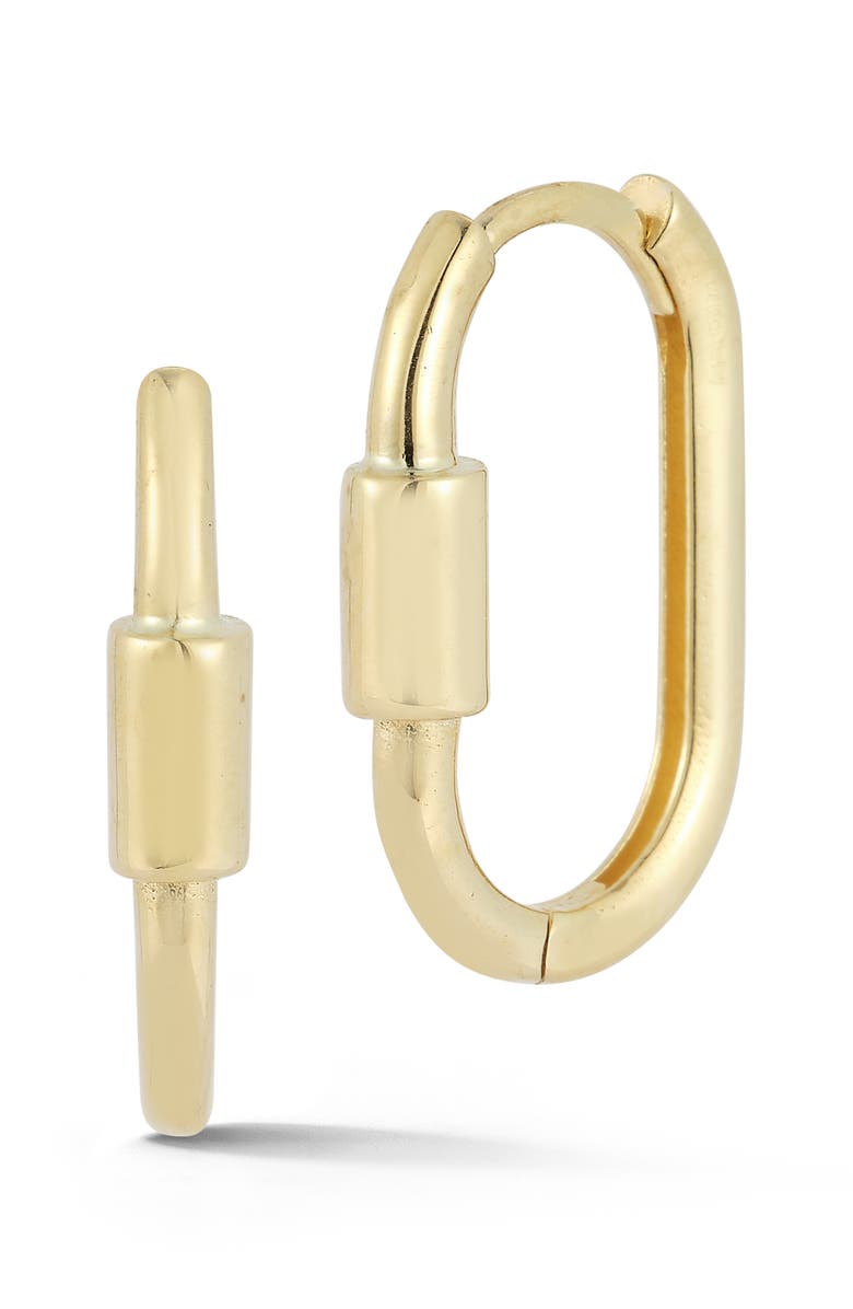Ember Fine Jewelry Oval Lock Huggie Hoop Earrings, Main, color, Gold