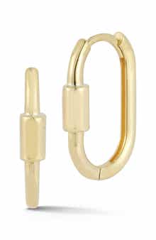 Ember Fine Jewelry Oval Lock Huggie Hoop Earrings