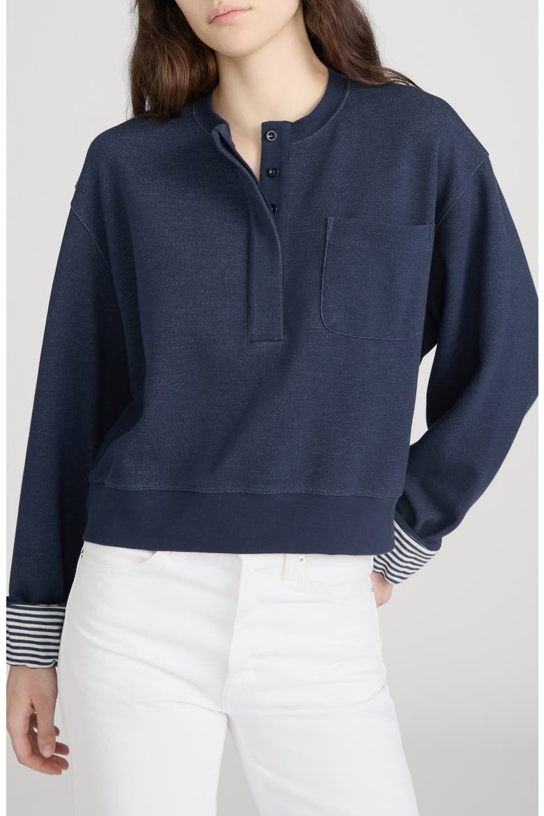 The Stripe Cuffed Sweatshirt, Main, color, NAVY MULTI