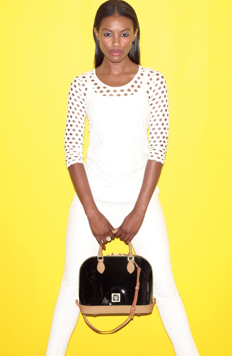 Dooney & Bourke Patent Leather Satchel, Alternate, color,