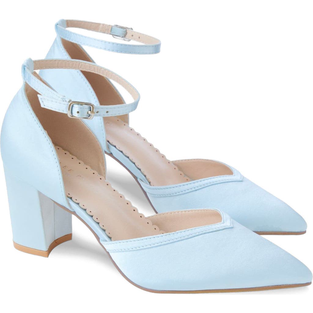 Kailee P Sally Satin Block Heels Wedding Shoes in Light Blue at Nordstrom, Size 11