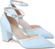 Kailee P Sally Satin Block Heels Wedding Shoes