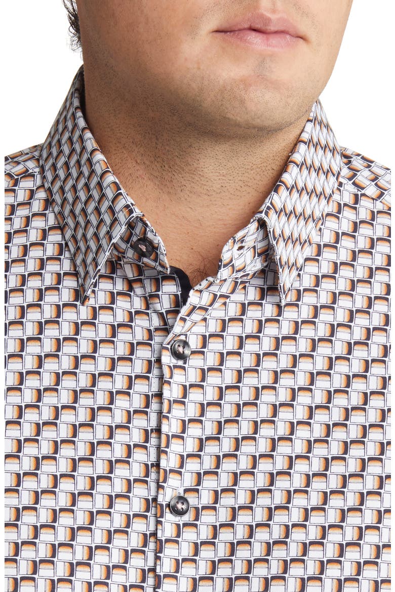 Men's Scotch Print Stretch Cotton Button-Up Shirt, Alternate, color, WHITE