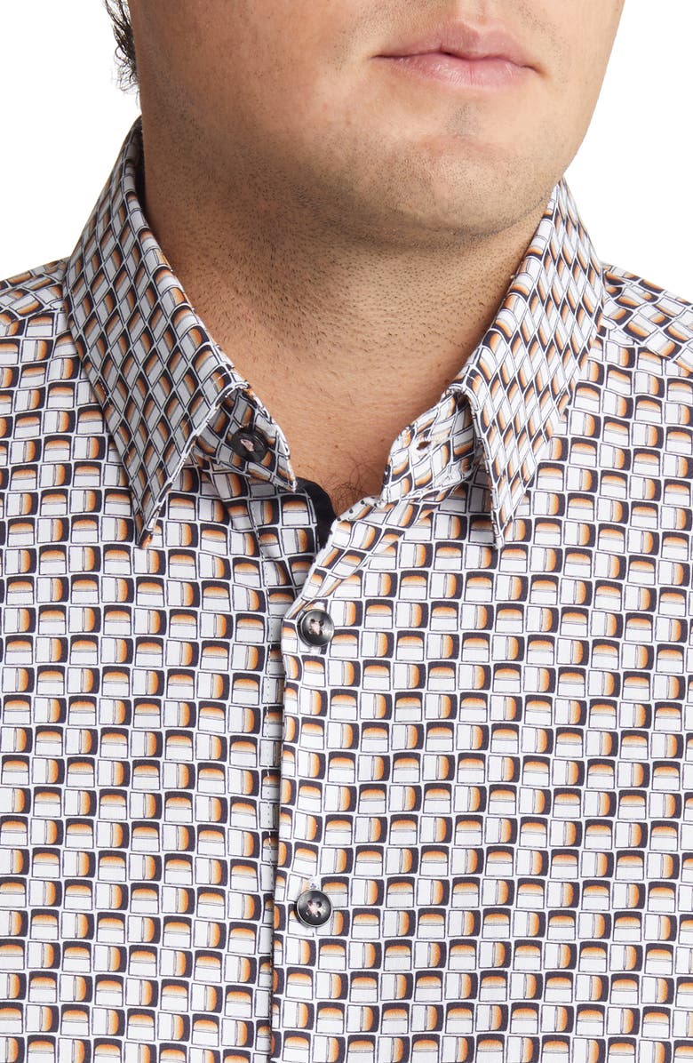 Stone Rose Men's Scotch Print Stretch Cotton Button-Up Shirt, Alternate, color,