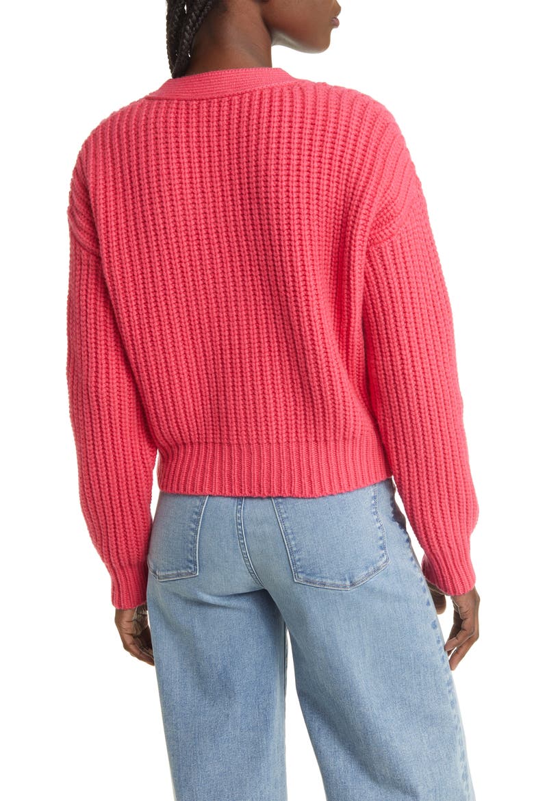 '70s Wool Cardigan, Alternate, color, POP ROSE