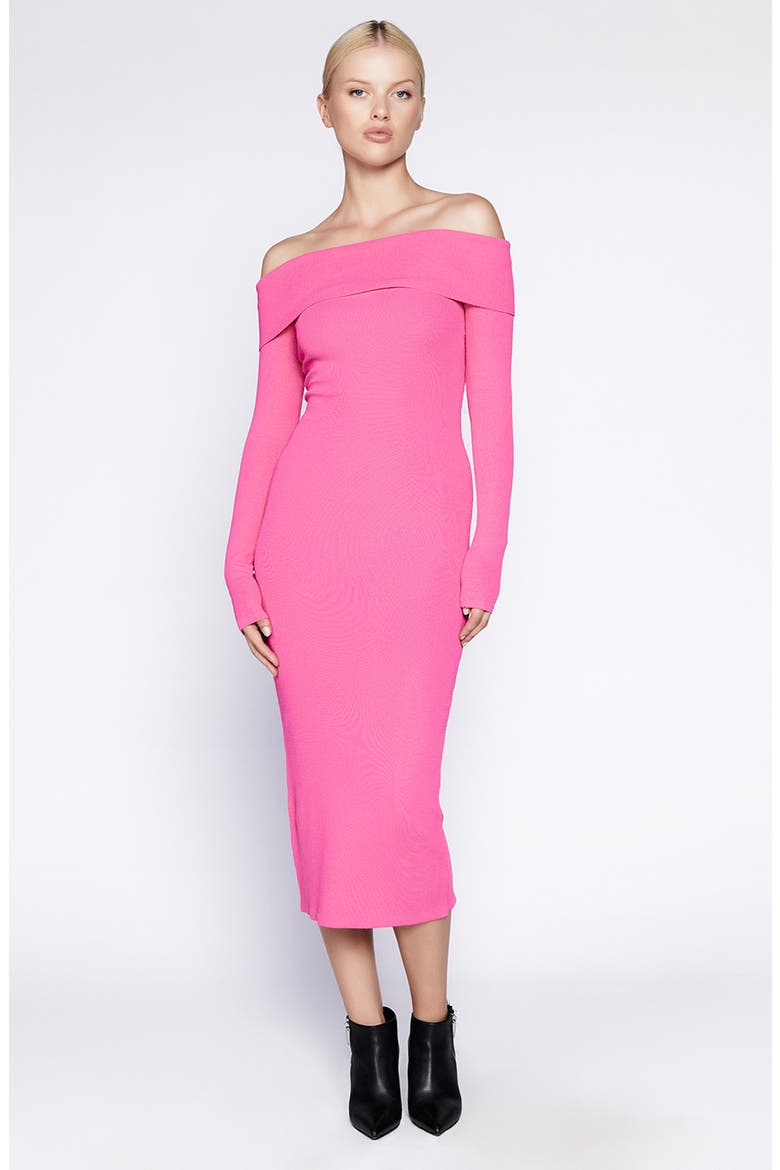 Off the Shoulder Long Sleeve Midi Dress, Alternate, color, PETAL PINK