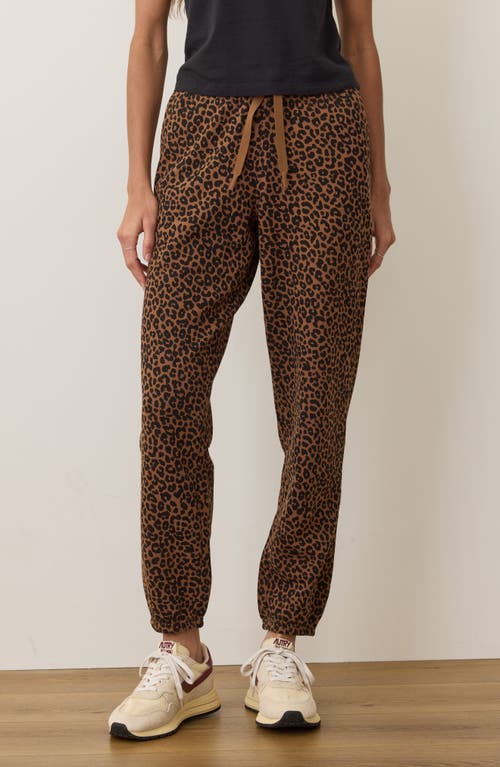 Marine Layer Cloud 9 Fleece Leopard Print Sweatpants In Brown