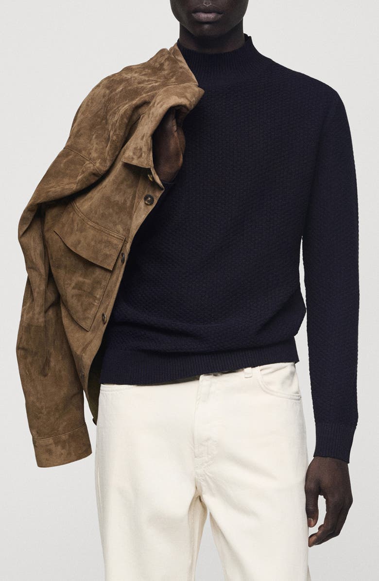 MANGO Mock Neck Sweater, Alternate, color, Dark Navy