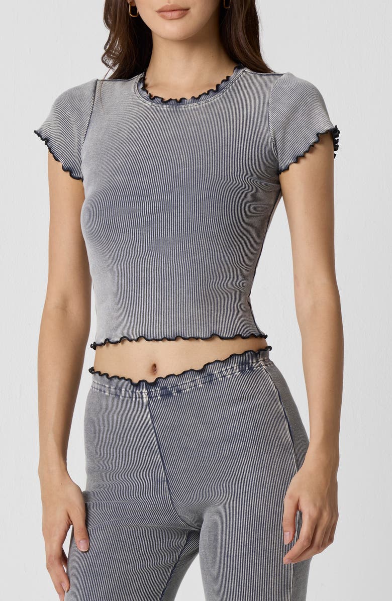 Florence by Mills Washed Rib Crop Tee, Main, color, Washed Ombre Blue