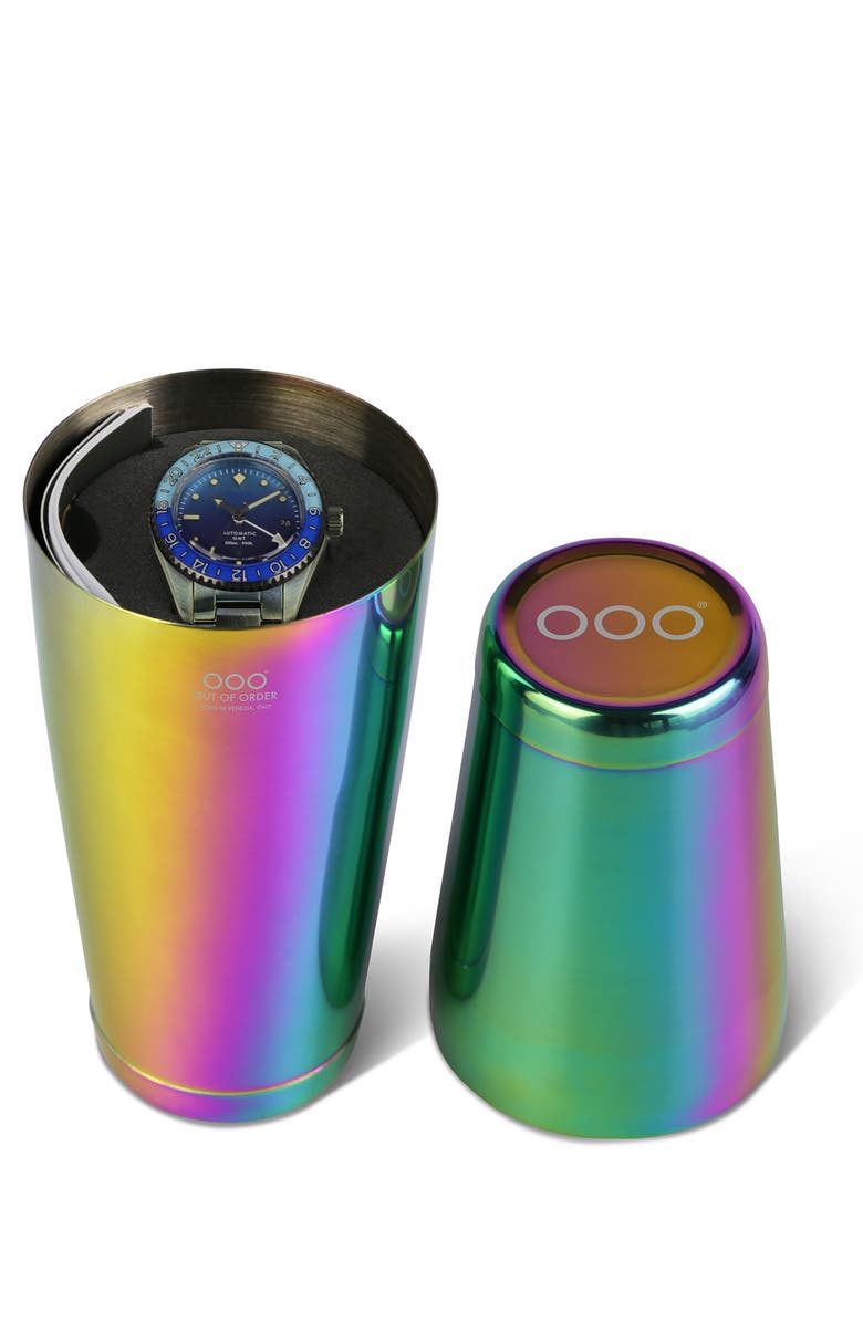 OUT OF ORDER Shaker Automatic GMT Ultra Distressed Bracelet Watch, 40mm, Alternate, color, Bomba Blue
