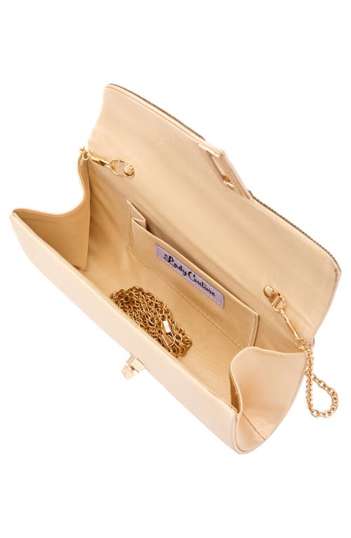 Lady Couture Chic Rhinestone & Satin Envelope Clutch In Gold