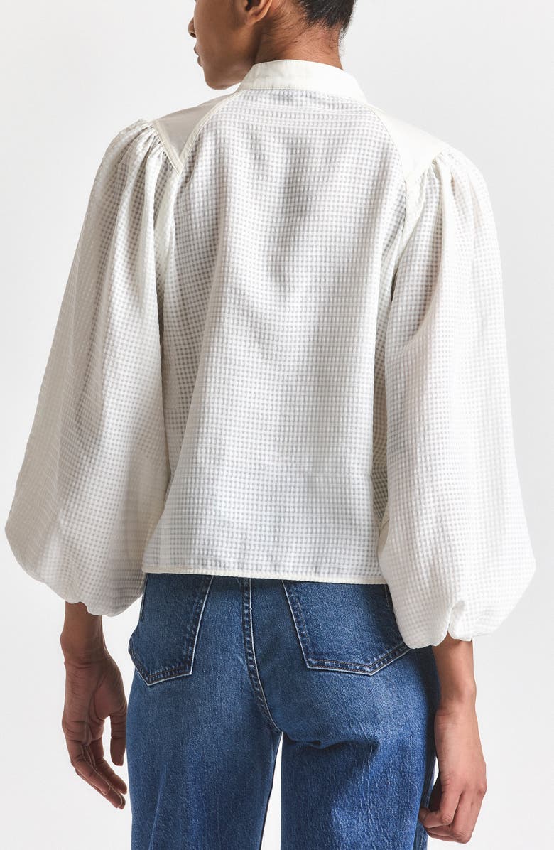 Derek Lam 10 Crosby Dianna Mini Grid Georgette Button-Up Top, Alternate, color, Soft White