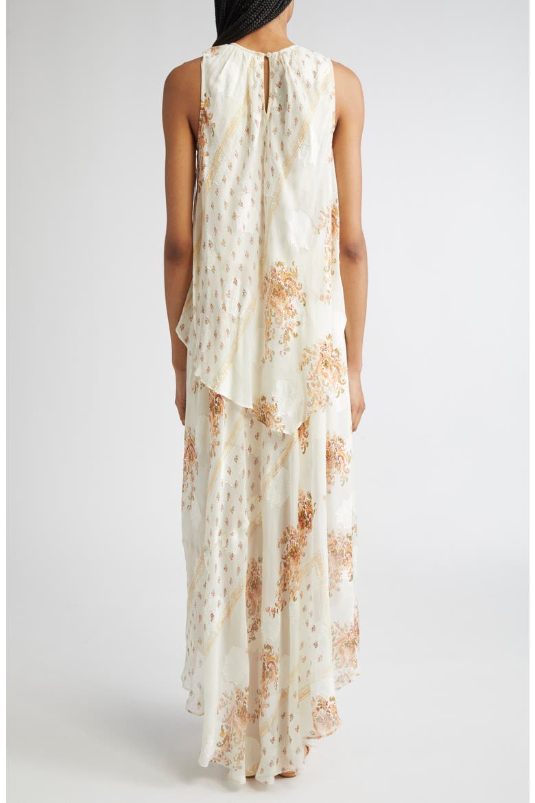 Caprice Floral Layered Silk Blend Dress, Alternate, color, ALABASTER