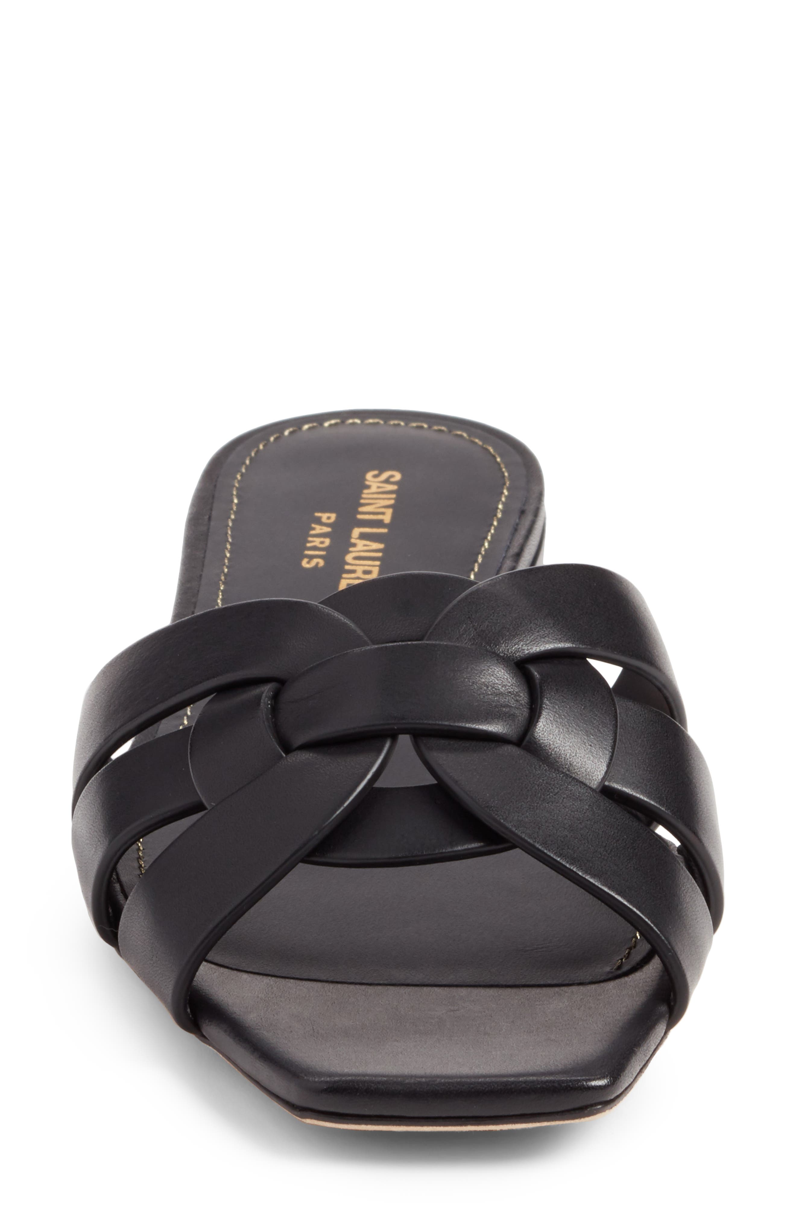 Tribute Slide Sandal, Alternate, color, BLACK LEATHER