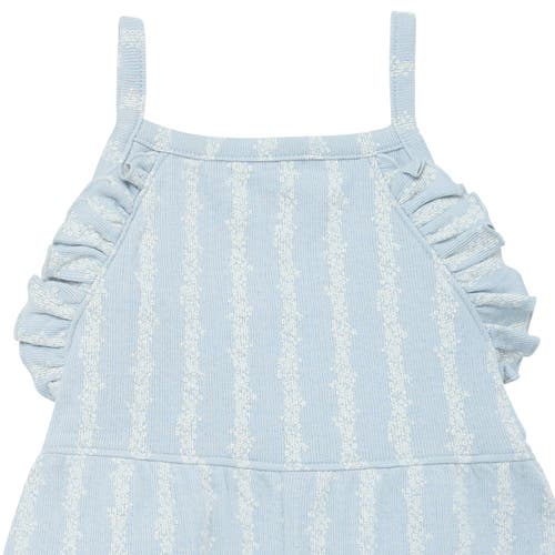 Modern Moments™ By Gerber Ruffle Short Romper In Lt Blue Mini Flower Stripe