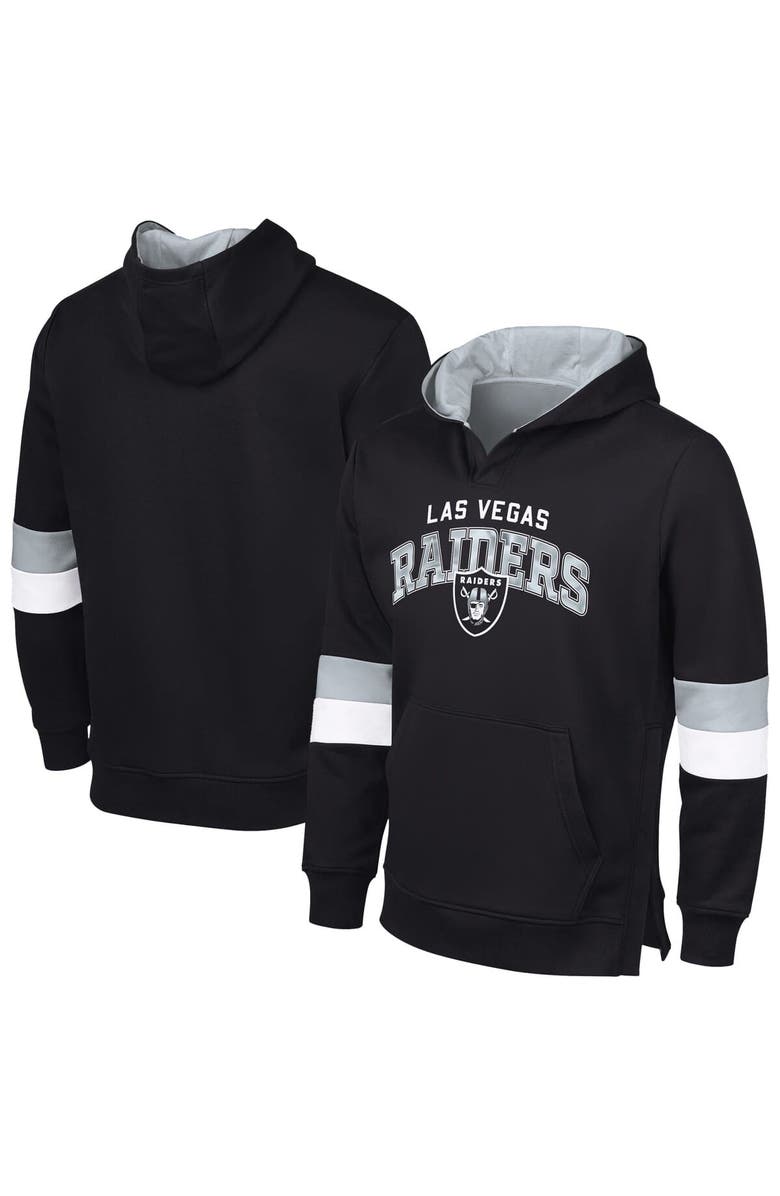 G-III SPORTS BY CARL BANKS Men's G-III Sports by Carl Banks Black/Silver Las Vegas Raiders Adaptive Faceoff Pullover Hoodie, Main, color, Black