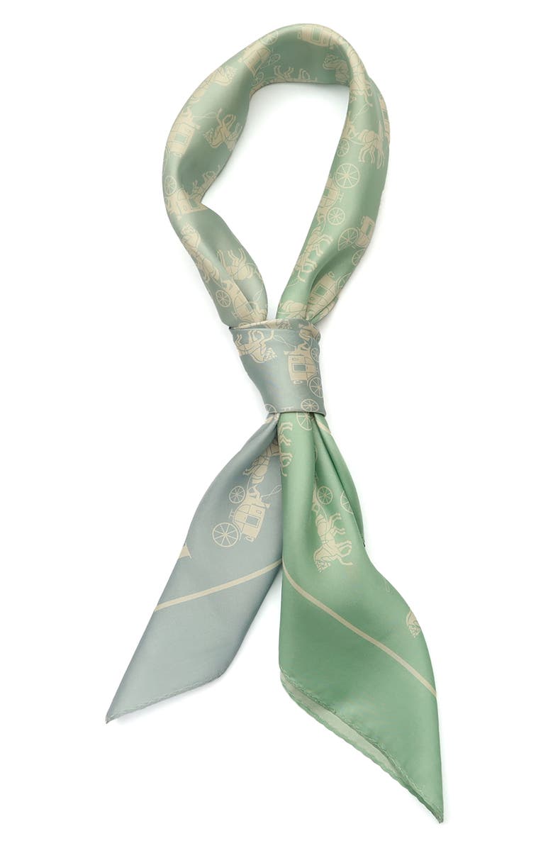 COACH Horse & Carriage Ombré Silk Square Scarf, Alternate, color, Teal Multicolor
