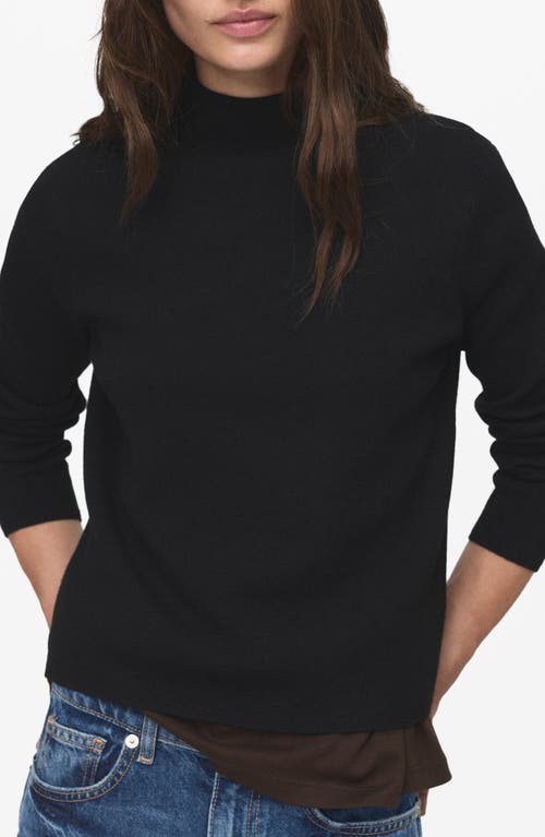 Mango Funnel Neck Sweater In Black