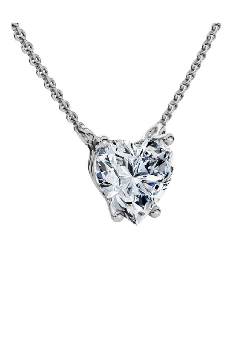 Bliss Diamond 1Ct Heart Shape Diamond Solitaire Diamond Pendant 14k Gold Necklace Lab Grown, Alternate, color, 14K White Gold