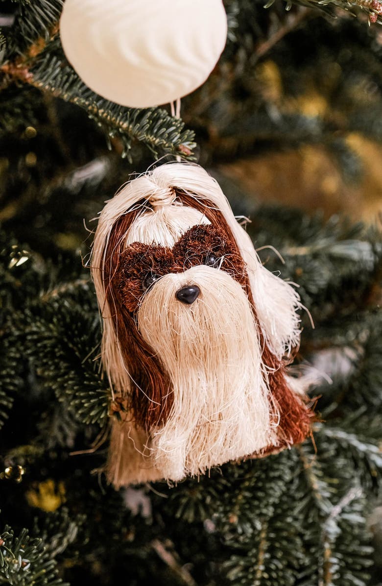 LIKHA Shih Tzu Handwoven Ornament, Alternate, color, Brown/ White