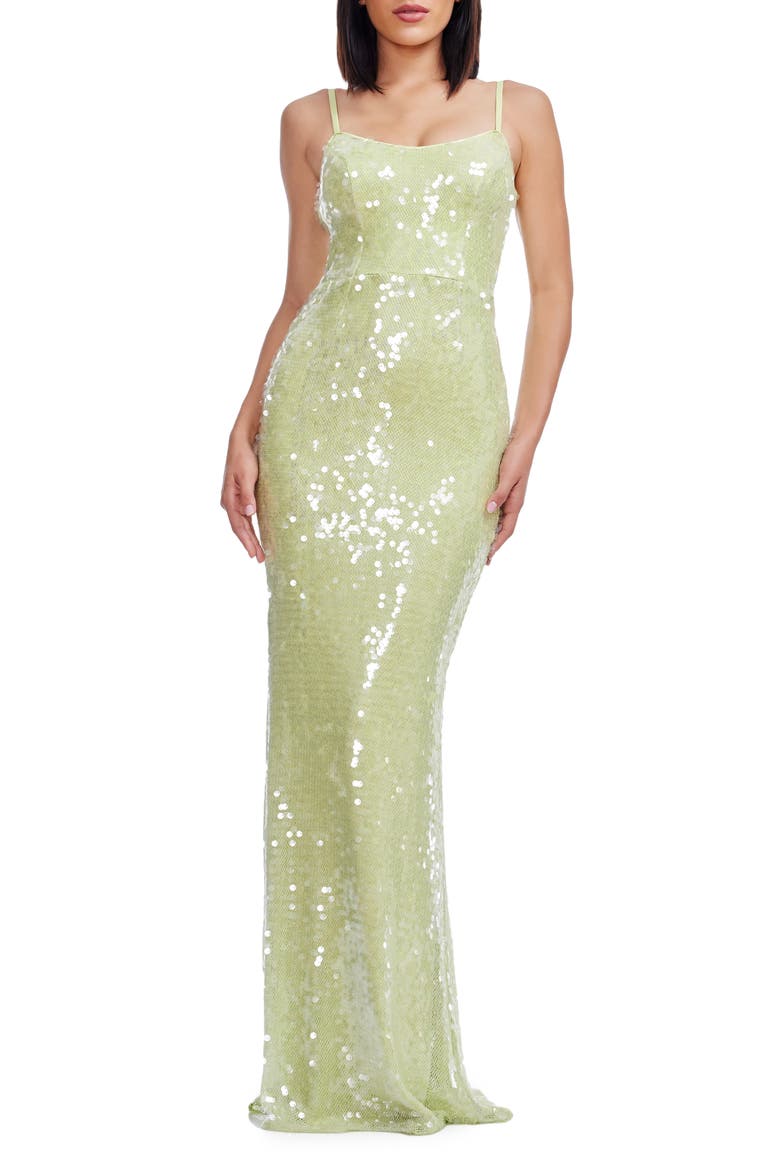 Giovanna Sequin Mermaid Gown, Main, color, CELERY JUICE