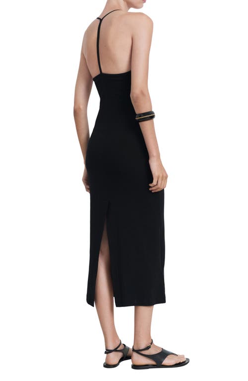 Mango Midi-dress With Back Neckline Black In Black