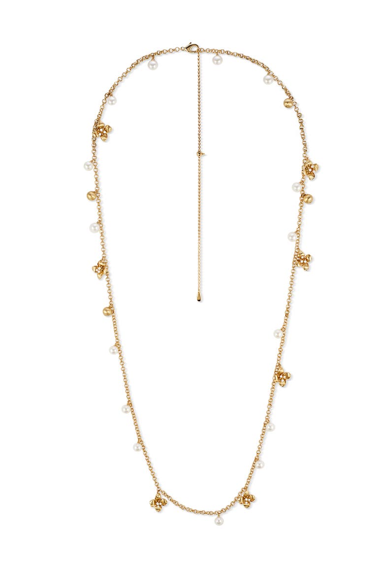 Iris Blossom Necklace, Alternate, color, Gold & White