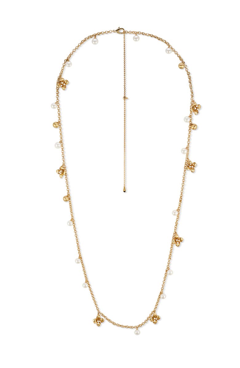 RETRO CHIC Iris Blossom Necklace, Alternate, color, Gold & White