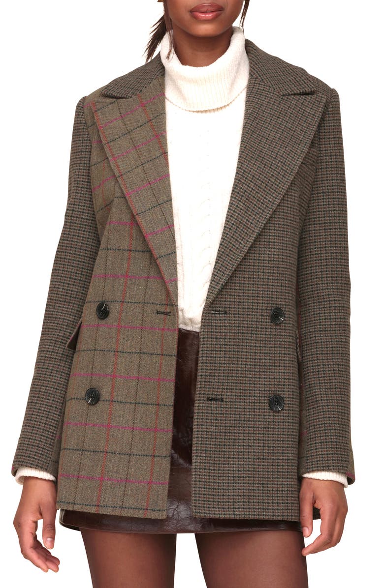 Avec Les Filles Patchwork Double Breasted Blazer, Alternate, color, 