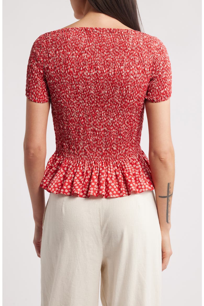 Deboni Smocked Peplum Top, Alternate, color, ALLURA FLORAL - RED