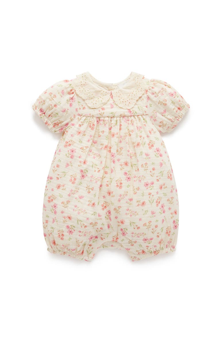 Purebaby Seaside Romper, Main, color, Seaside Floral