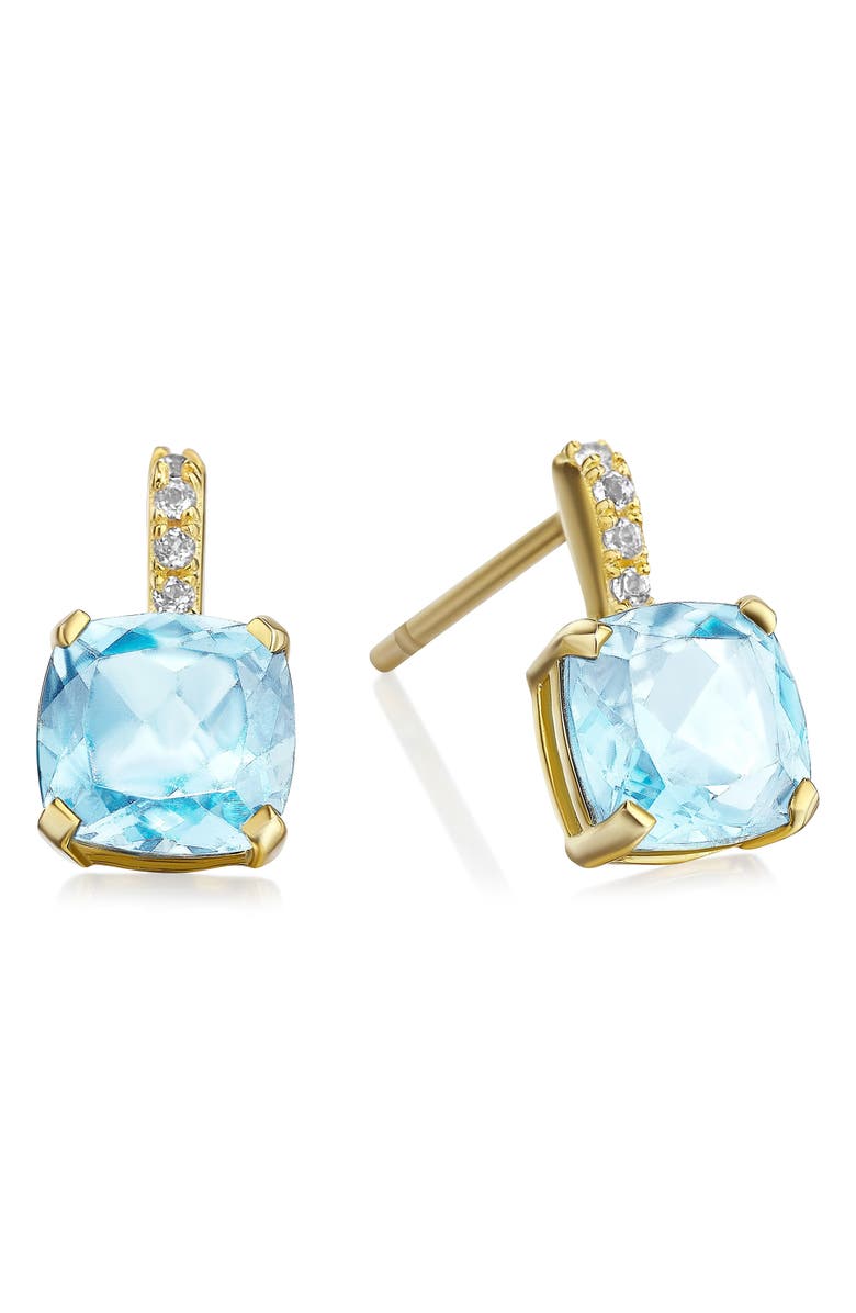 House of Frosted Topaz Pavé Drop Earrings, Main, color, Gold/Blue