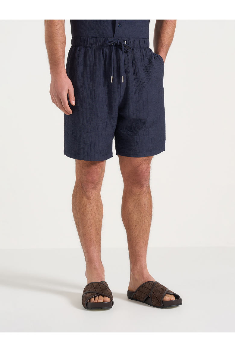 Ari Unisex Textured Shorts, Alternate, color, Navy