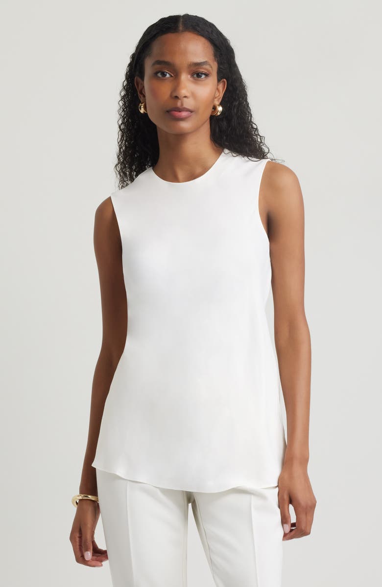 Nordstrom Sleeveless Satin Top, Main, color, Ivory Tofu