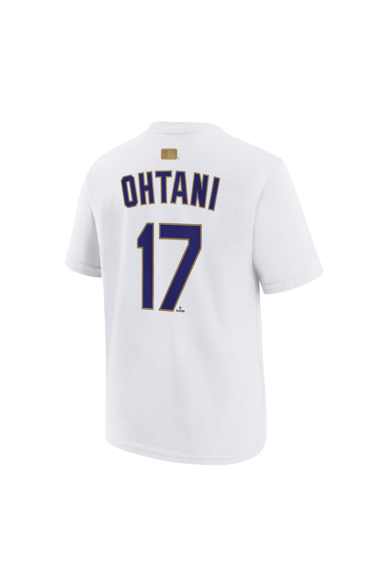 Nike Youth Nike Shohei Ohtani White Los Angeles Dodgers 2026 Gold Collection Name & Number T-Shirt, Alternate, color, White