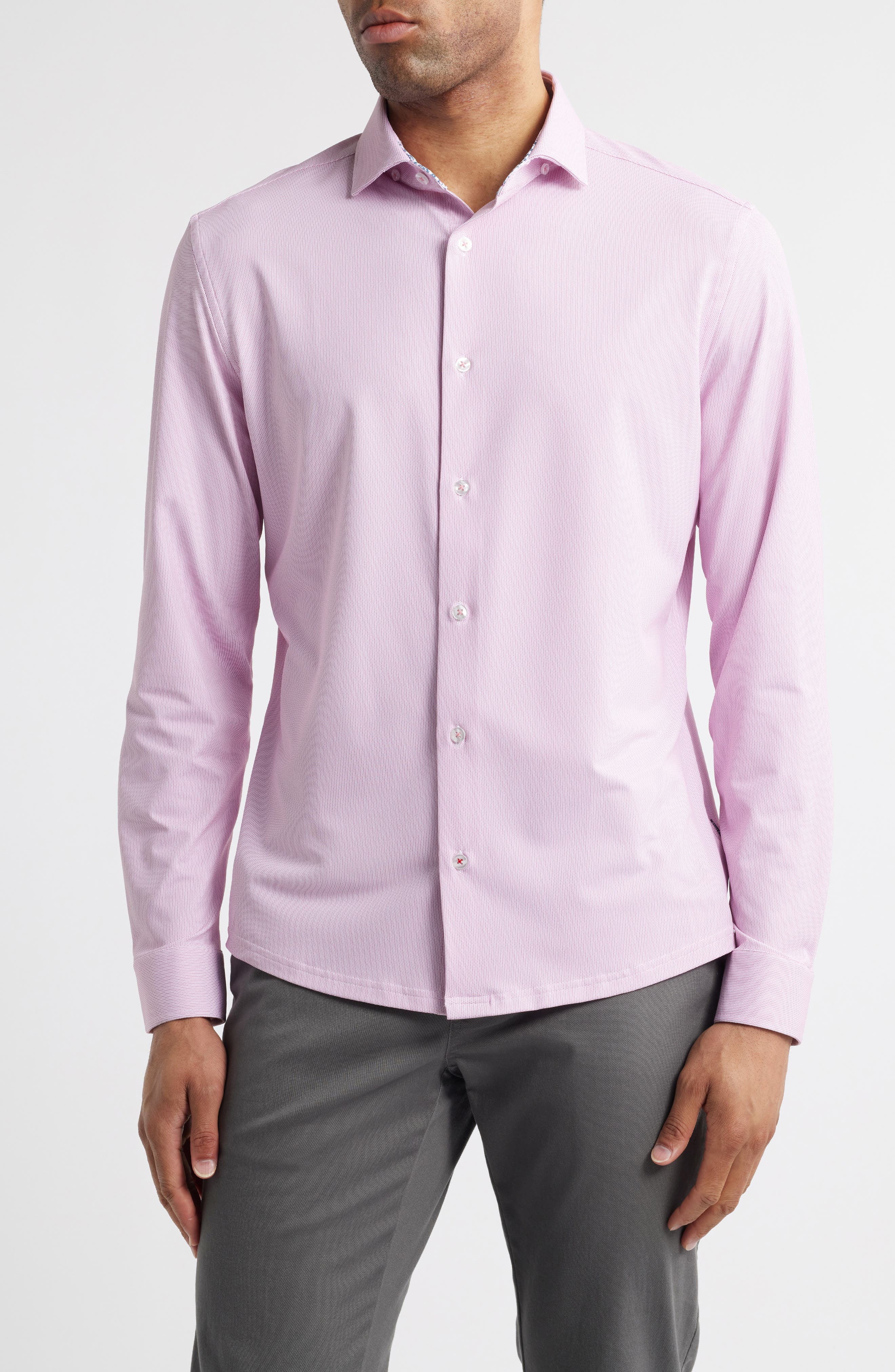 Techno Stretch Solid Performance Button-Up Shirt - image 5