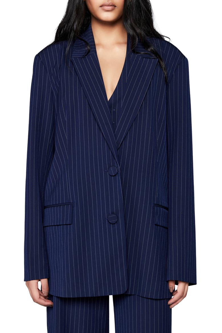 Pinstripe Blazer, Main, color, NAVY STRIP