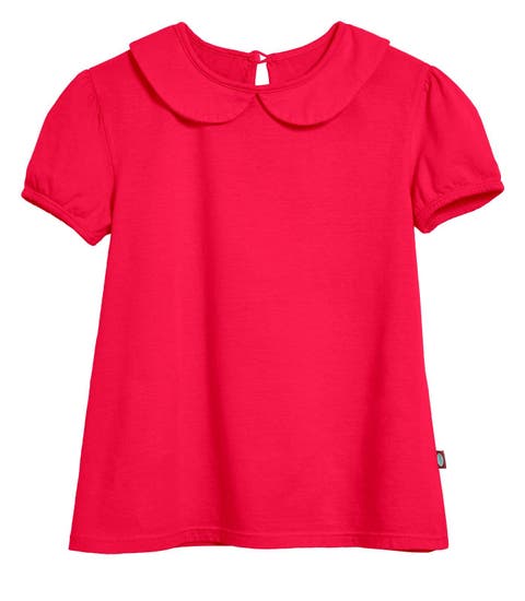 Soft Cotton Jersey Peter Pan Collar Short Sleeve Puff Tee