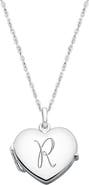 Tiny Blessings Sterling Silver Heart Locket & Engraved Initial 14-16" Necklace