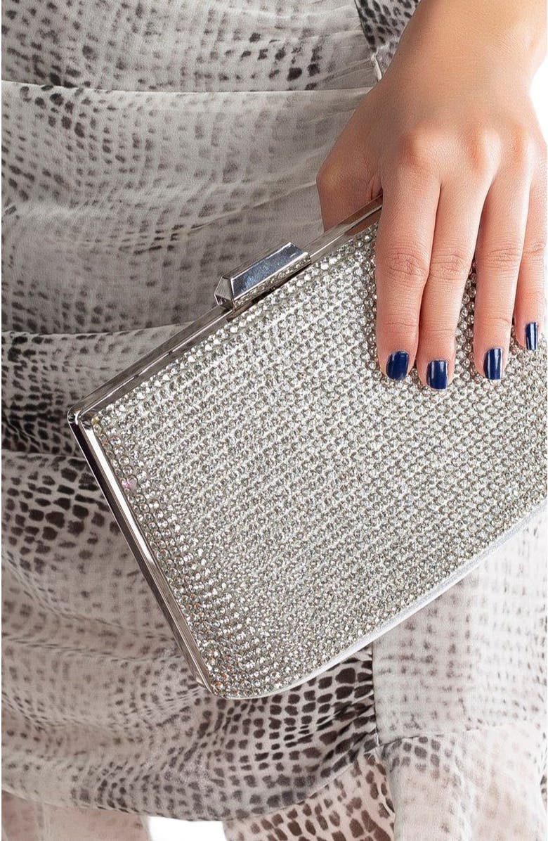 Forever & Always Shoes Marla Evening Clutch, Alternate, color, Silver Glitter Sequins