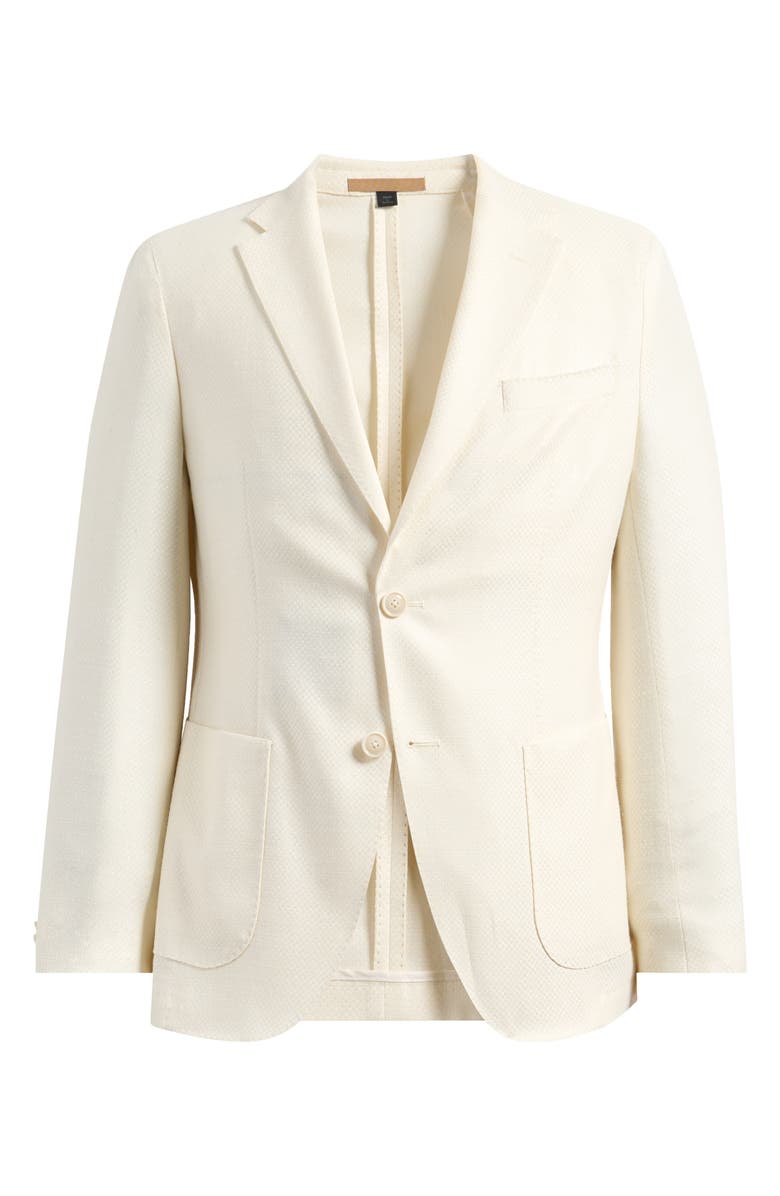 BOSS Heston Slim Fit Off White Textured Wool & Silk Blend Sport Coat, Main, color, Open White
