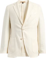 BOSS Heston Slim Fit Off White Textured Wool & Silk Blend Sport Coat