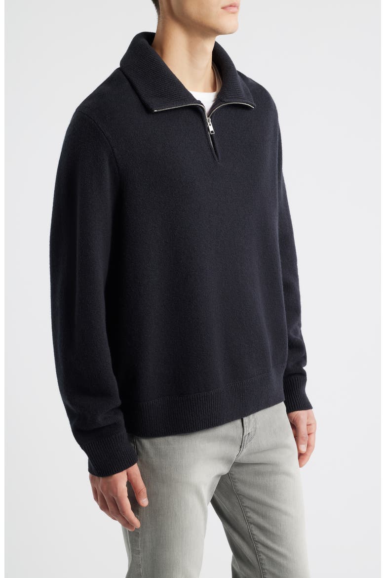 Half Zip Wool & Cotton Sweater, Alternate, color, BLACK